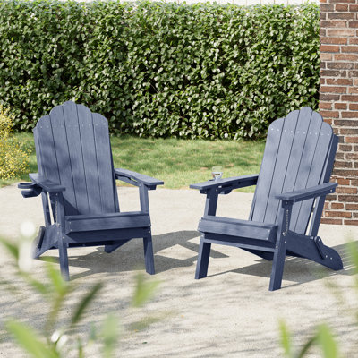 All-Weather Outdoor Adirondack Chair with Cup Holder & Ergonimic Design, Heavy Duty Outdoor Chair Lawn Deck Patio Seating