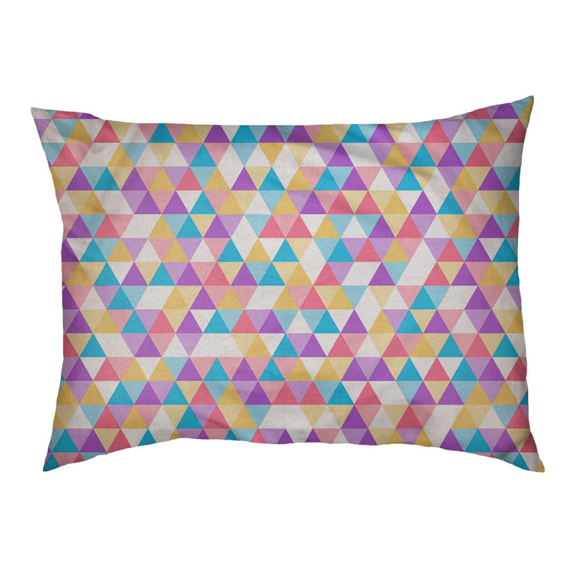 Coussin d’extérieur triangle Campion, Moyen (L 29,5 po x P19,5 po x H 9,5 po), Rose / Jaune
