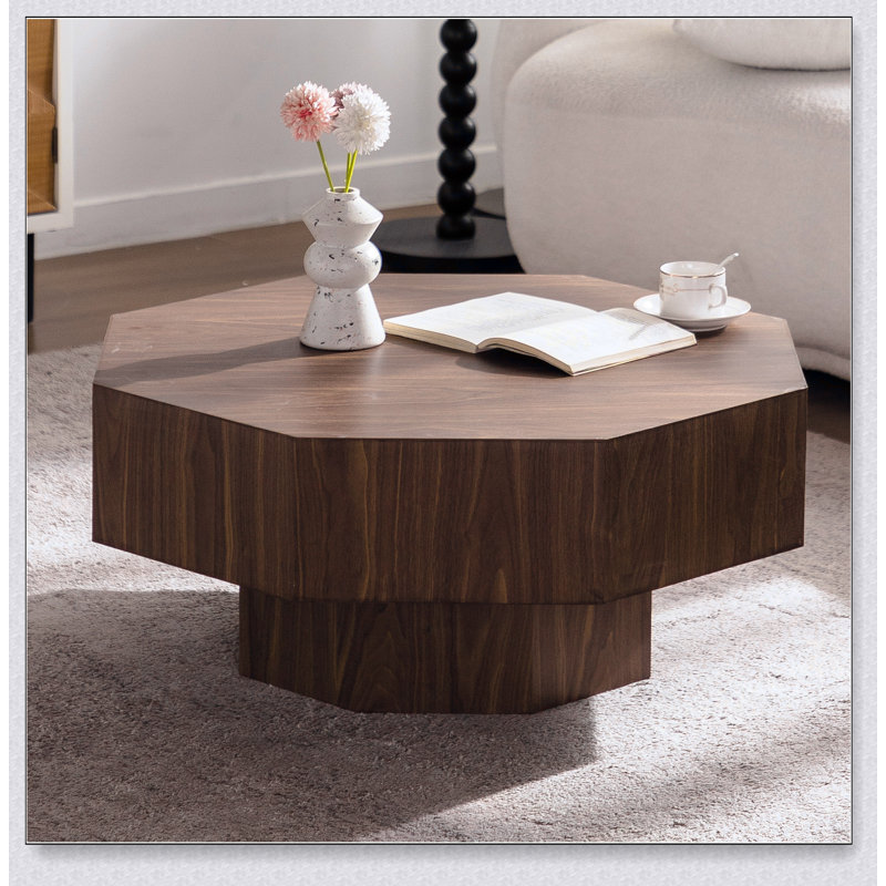 Table basse octogonale en bois de 30,51 pouces, élégante et durable pour les salons et les chambres modernes, finition noyer
