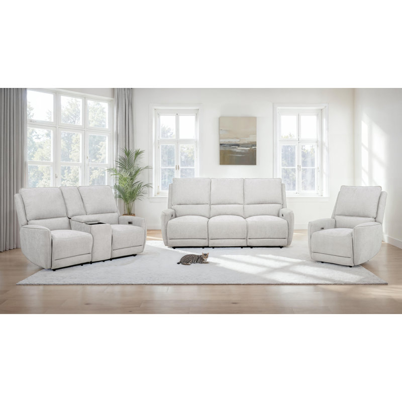 Ensemble de canapé inclinable électrique en chenille 3 pièces Helgeson