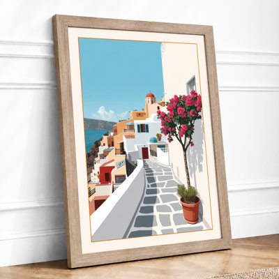 Mediterranean Seaside Village Coastal - Framed Print
