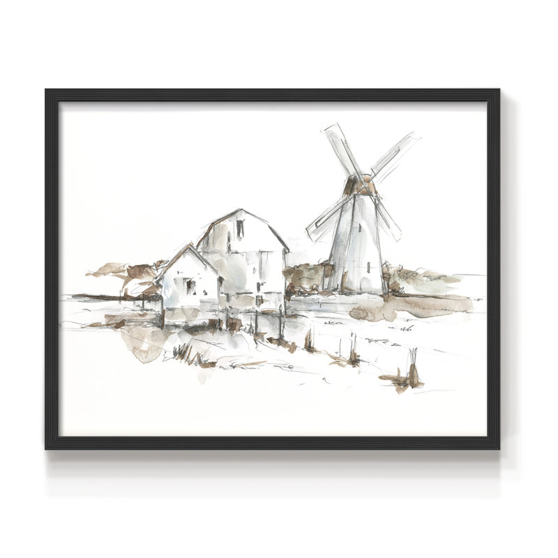 Old Mill Farm I -Framed Print - Restickable, 22" H x 28" W, Black