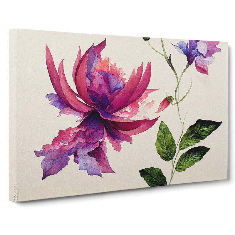 Captivating Watercolour Flower - Wrapped Canvas, 40cm H x 60cm W x 3cm D