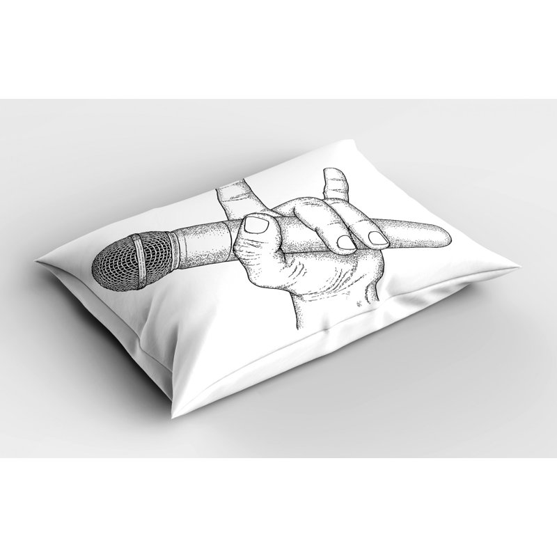 Taie décorative en microfibre de polyester noir / blanc, Lit simple
