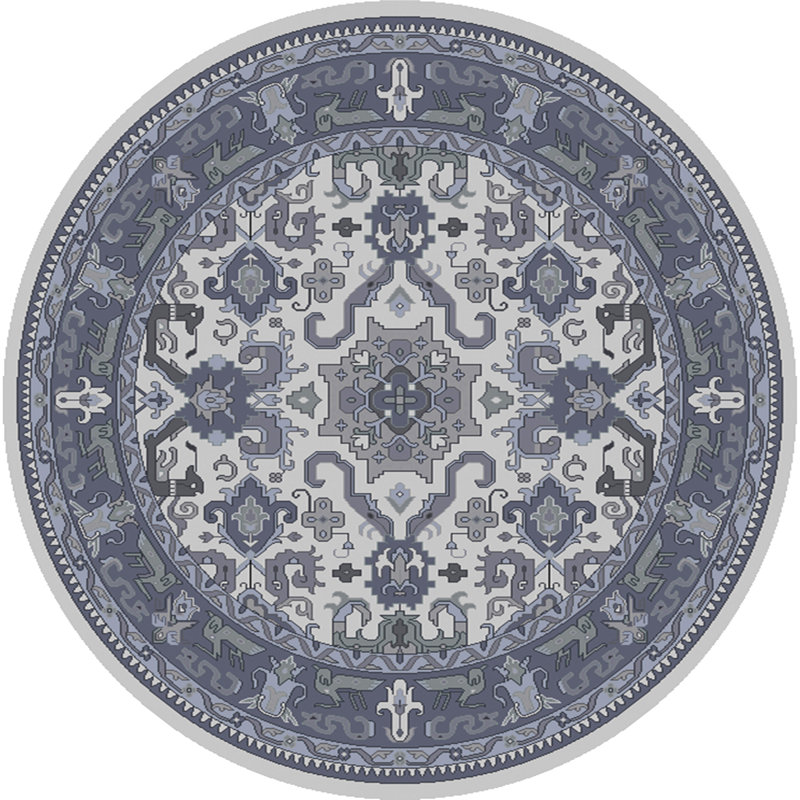 Zeus Hand-Knotted Navy Area Rug, Round 8'
