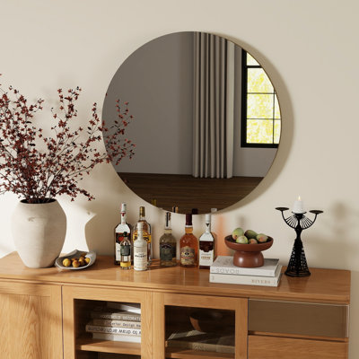 Miroir de salle de bain rond 80 cm, grand diamètre, panneau arrière, pour une utilisation quotidienne et des motifs d'intérieur