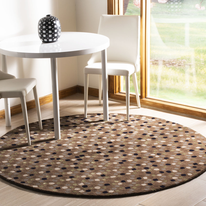 Kurland Soho Hand Tufted Wool/Viscose Abstract Rug in Brown, Round 6'