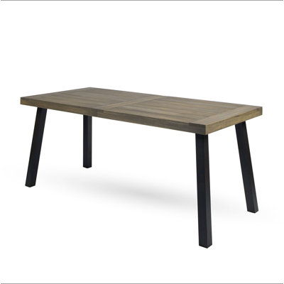 Della Outdoor Acacia Wood Dining Table with Metal Legs