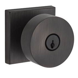 Contemporary Keyed Door Knob with Square Rosette