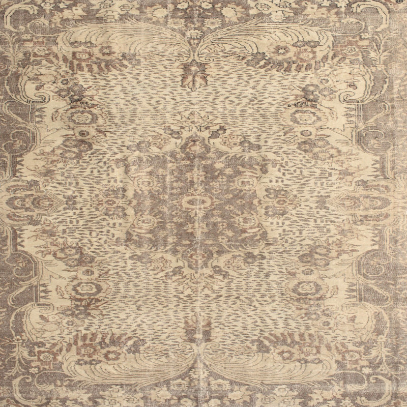 Tapis traditionnel beige / brun, Carré 8 pi