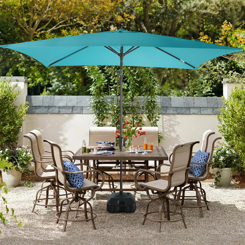 Parasol de marché rectangulaire avec base, Bleu clair