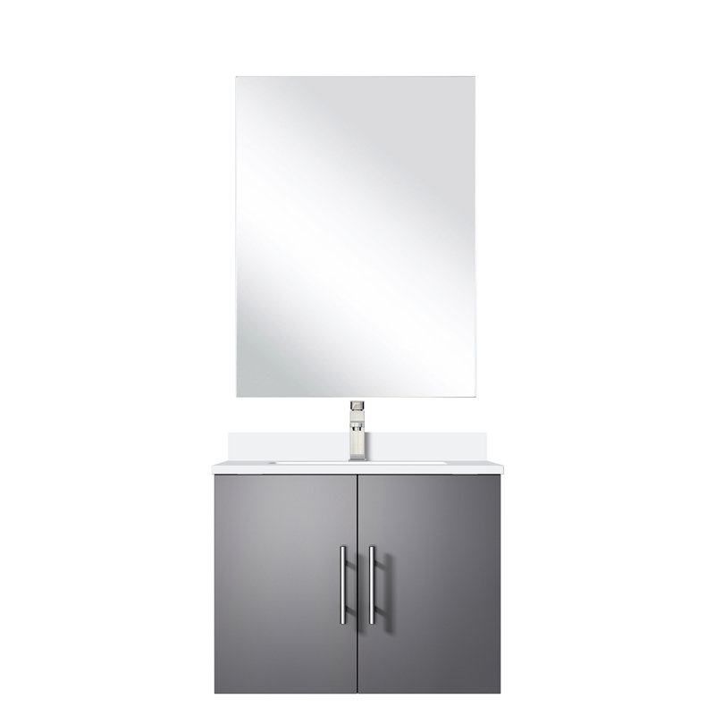 Dark Grey Single Bath Vanity 24 In. W X 22 D, White Quartz Countertop, Faucet & Mirror - Scratch And Stain Resistance For Durability With 18 Surface