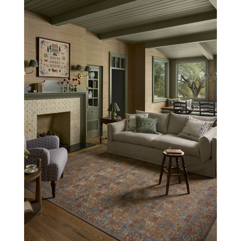 Rifle Paper Company x Loloi Edinburgh Cinnamon / Multi  Area Rug, Square 1'6"
