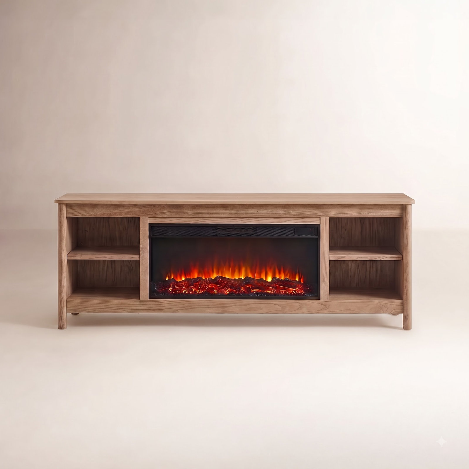 Bridgeway Electric Fireplace TV Stand, Light Oak