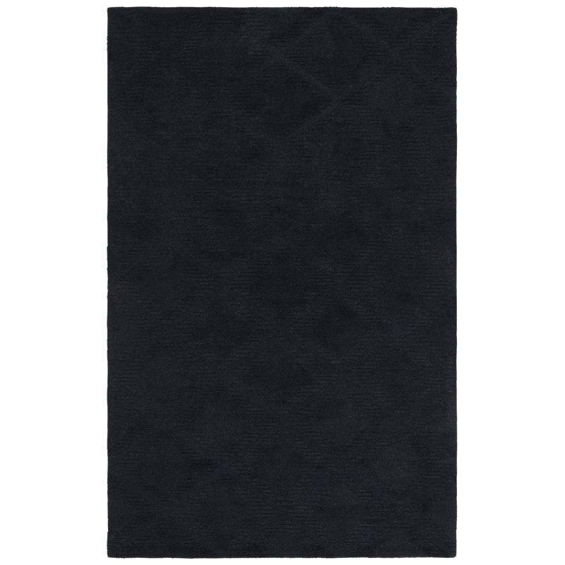 Bacco 676 Hand Tufted Wool/Cotton Geometric Indoor Use Only Rug in Black, Square 6'
