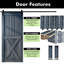Porte en bois de pin massif 5-en-1 de conception 80 po avec quincaillerie d'installation rustique noire 5 en 1-89213782-89213771