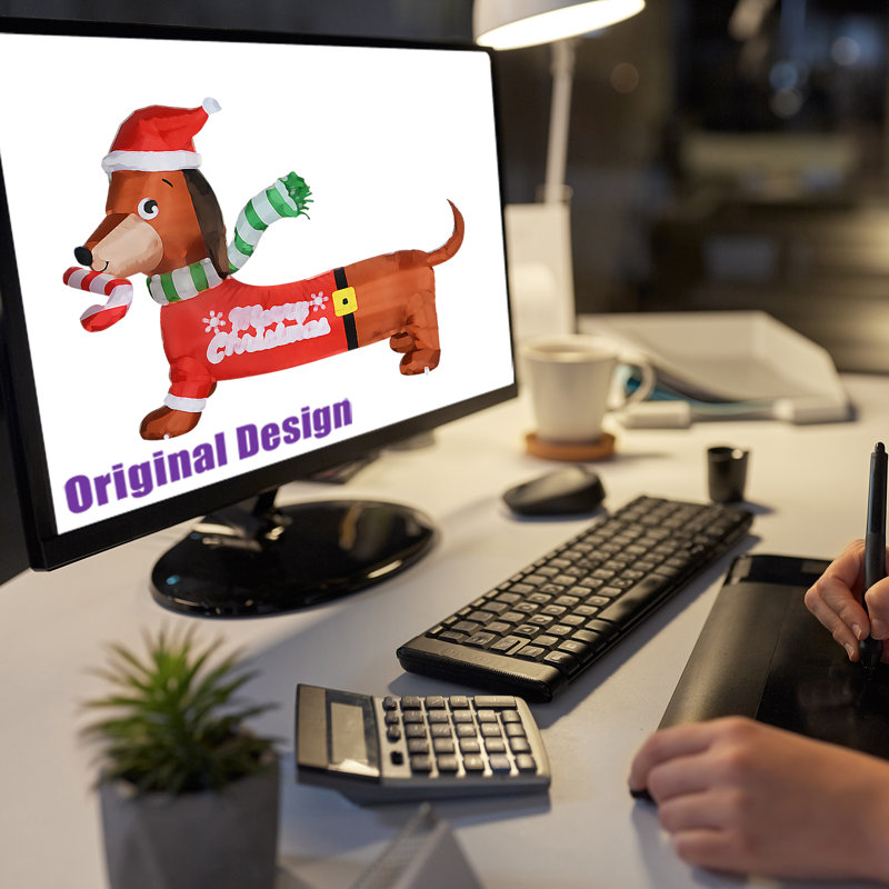 Chien teckel gonflable de Noël 5 pi avec lumière DEL intégrée GOOSH 