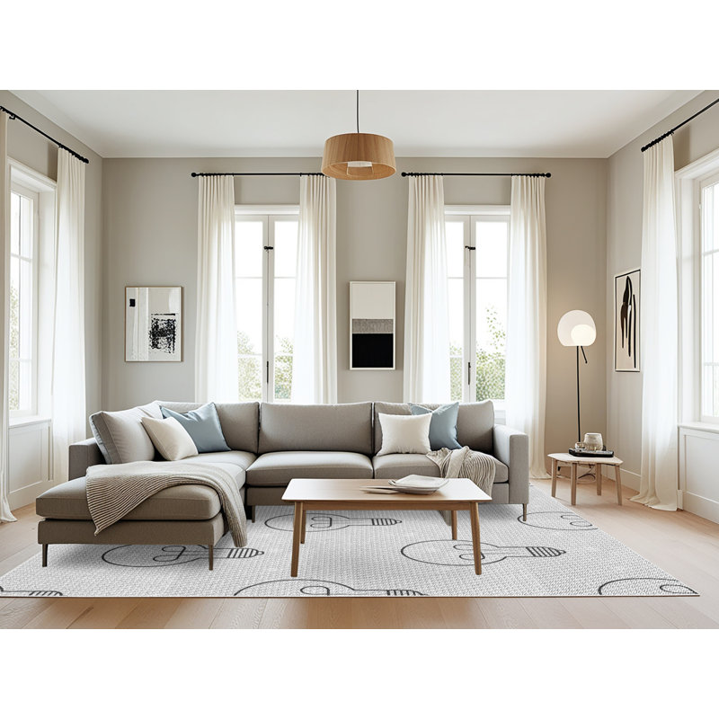 Tapis géométrique gris / noir, Rectangle 8 pi x 12 pi