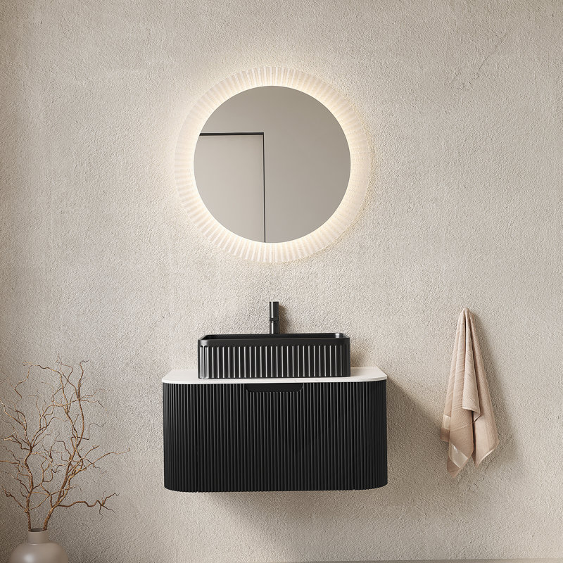 Meuble-lavabo mural flottant avec lavabo et tiroir, offrant beaucoup de rangement et une installation facile pour les salles de bain modernes