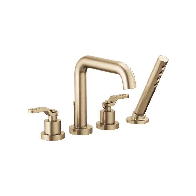 Litze® Roman Tub Faucet, Industrial Lever, Luxe Gold