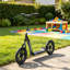 Scooter en acier noir mat pour les enfants de 5 à 12 ans avec guidon réglable et 12 grandes roues