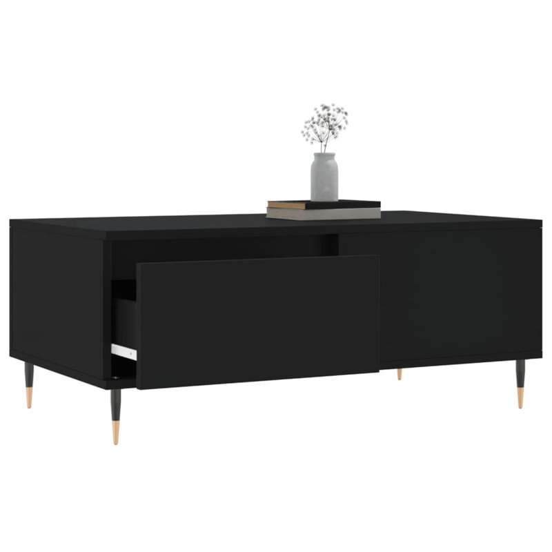 Perras Four Leg Coffee Table with Storage, Black