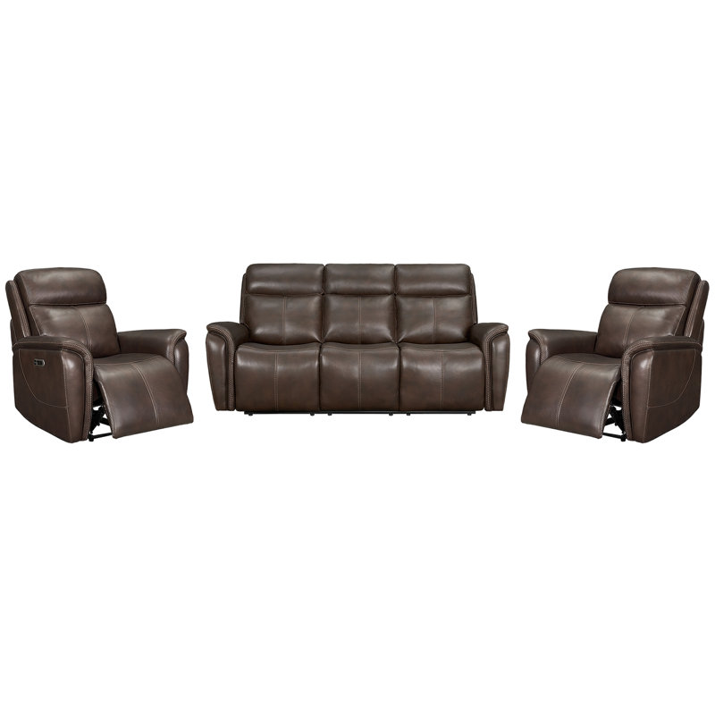 Causeuse et fauteuil inclinable électrique Allysia, Gris couturier, 3 Pieces: Sofa, 2 Recliners
