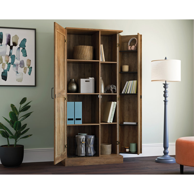 Rural Pine Freestanding Storage Cabinet with Adjustable Shelving