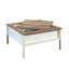 Table basse carrée blanche avec plateau d'échecs amovible, tablette cachée, détails en chêne, conception, installation rapide, carré de 37,68 po, accent inférieur de 19,54 po, assemblage facile,