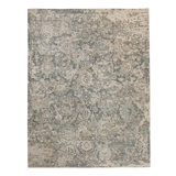Blue Contemporary Silk Wool Blend Rug
