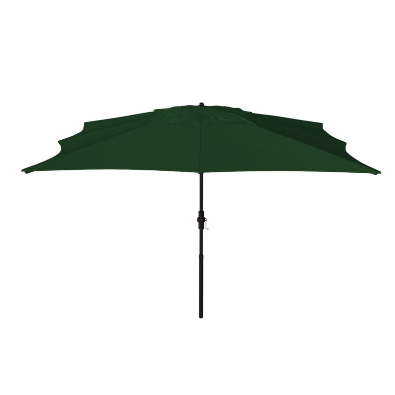 Grunwald 132 " W Rectangular Collapsible Market Sunbrella® Umbrella with Crank Lift, Canvas Forest Green Sunbrella® Canvas