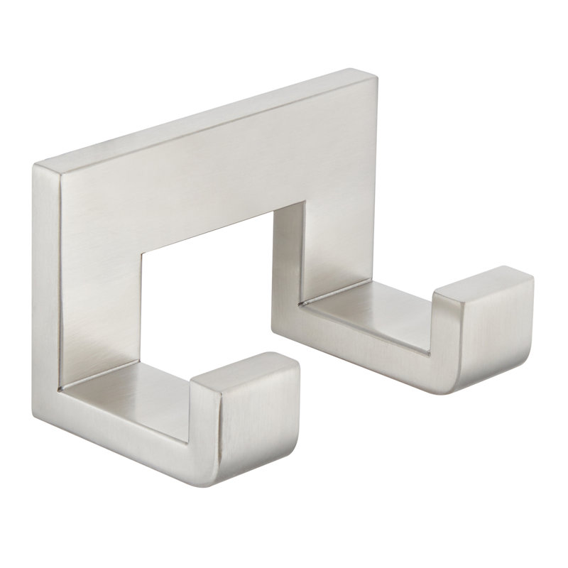 Double Wall Mounted Robe Hook, Brushed Nickel