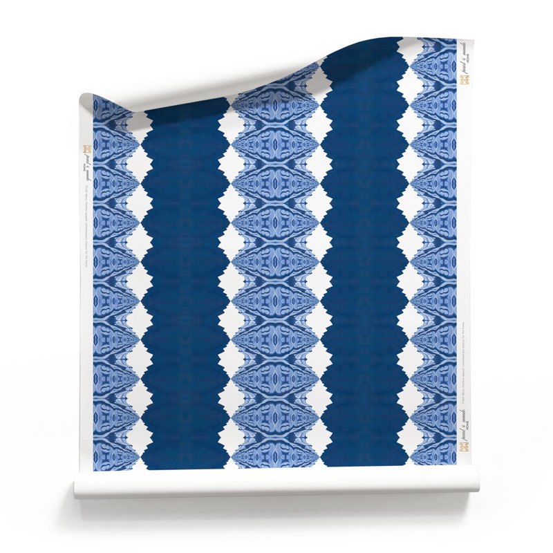 Lou | Surreal Stripe Wallpaper Double Roll, Navy/Blue/White