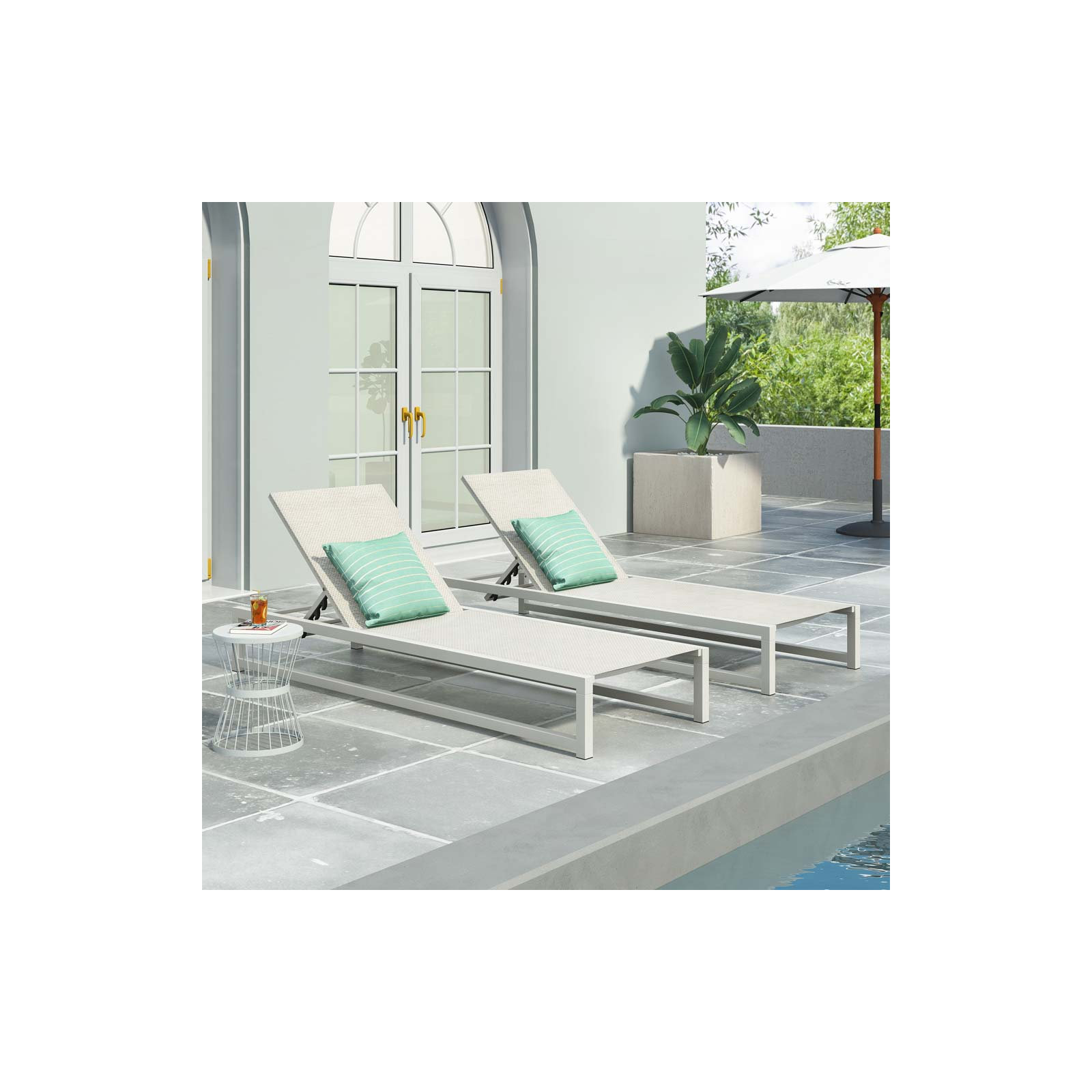 Lindenberg Sun Lounger Set , White