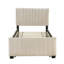 Lit plateforme tapissier simple en velours avec lit gigogne simple, beige-901166039