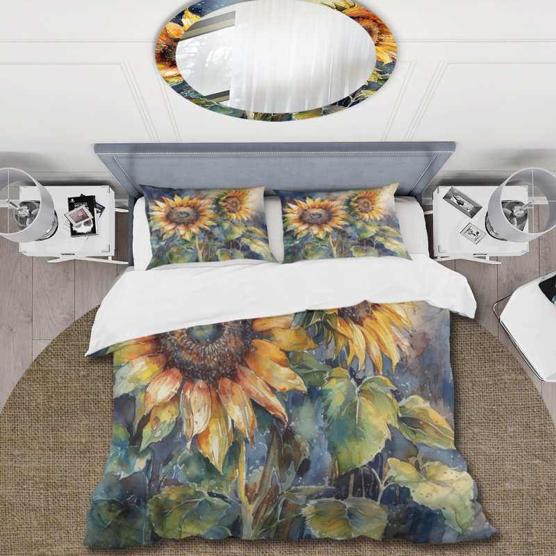 Ensemble de housse de couette en microfibre / polyester Yellow Sunflower Symphony II Bedding