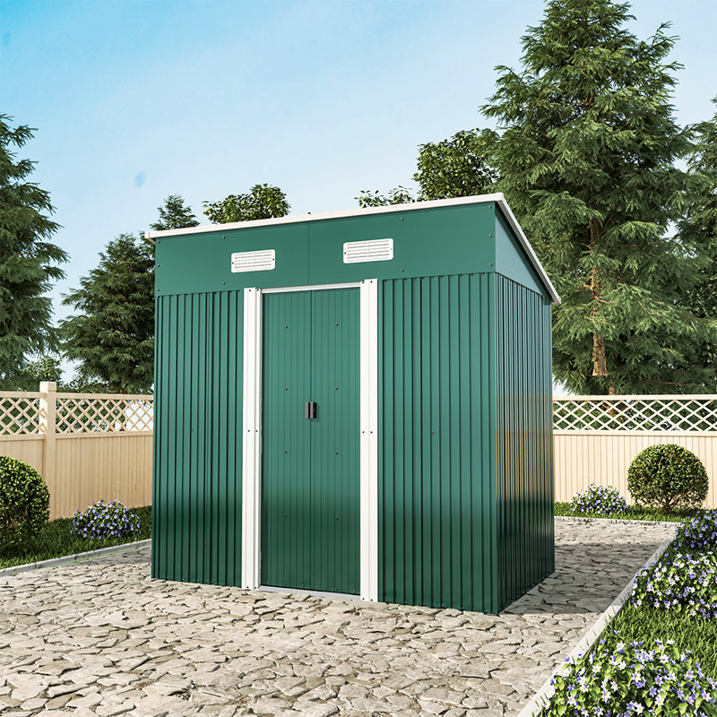 Green Compact Metal Storage Tool Shed