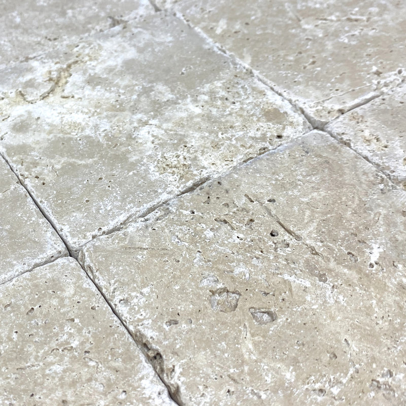 Carreau de mur et de plancher en marbre de travertin rustique ivoire 4 po x 4 po