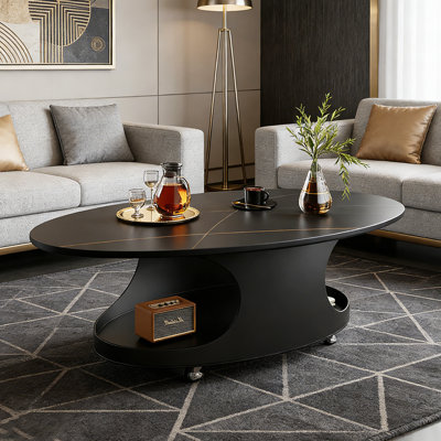 Table basse ovale simple avec poulie