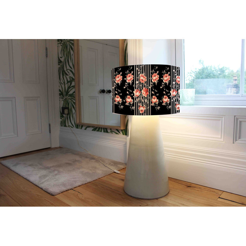 Flowers 25cm H Cotton Drum Lamp Shade ( Uno )