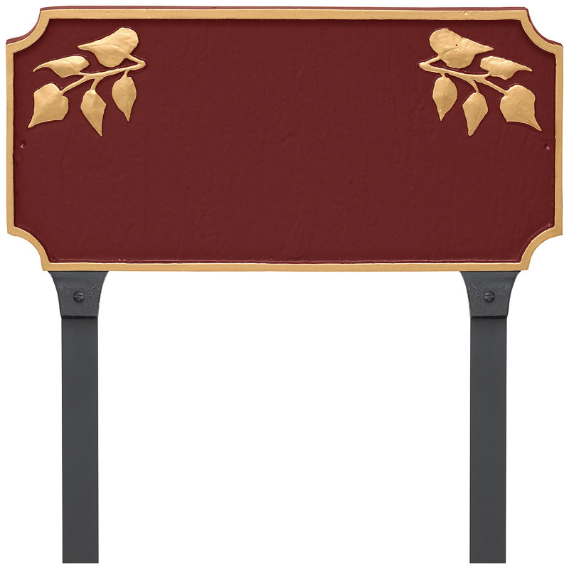 Enseigne d’adresse pour pelouse sur 2 lignes camden ivy, Rouge brique / Or