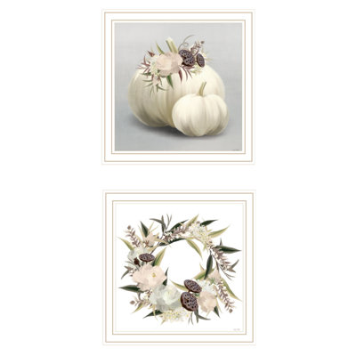 BOHO citrouilles et fleurs, ensemble de 2 vignettes encadrées pour décor de salon par House Fenway