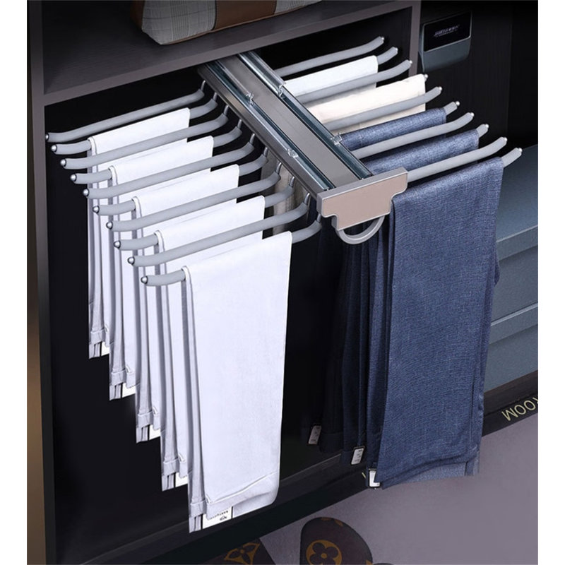 Maxhold Dual-Row Pull-Out Pants Rack, Grey