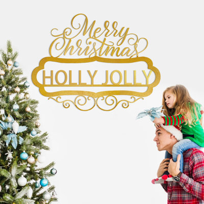 Merry Christmas Holiday Metal Outdoor Wall Decor, Custom Personalize Name Gift for Family Friends