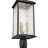 Riam - 3-Light Outdoor Post-Light - Black with Brass Accent - Rain Glassware Shade