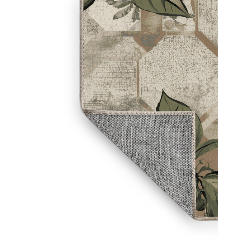 Tapis géométrique brun / beige lavable à la machine Ottwell, Carré 4 pi