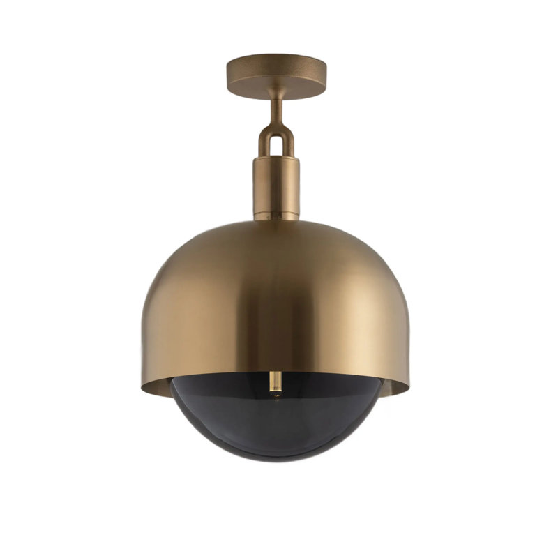 Plafond fourchu / Abat-jour / Globe / Opale, Laiton / fumé, H 5,9 po x l 9,84 po x P 9,84 po