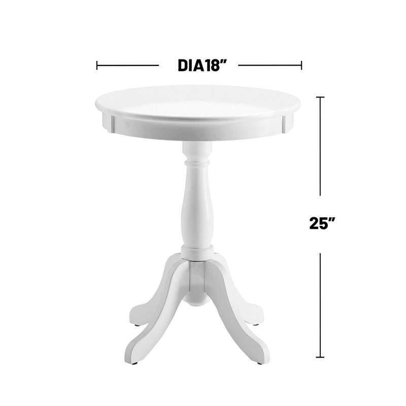 Table d'appoint ronde à piédestal, blanc, 25.03" H x 18.03" W x 18.03" D, Blanc, No Decal/Laminate Design