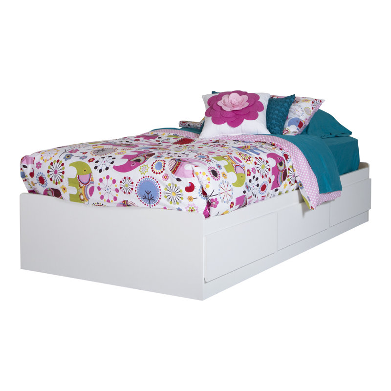 Fusion Kids Twin Platform with Drawers, White