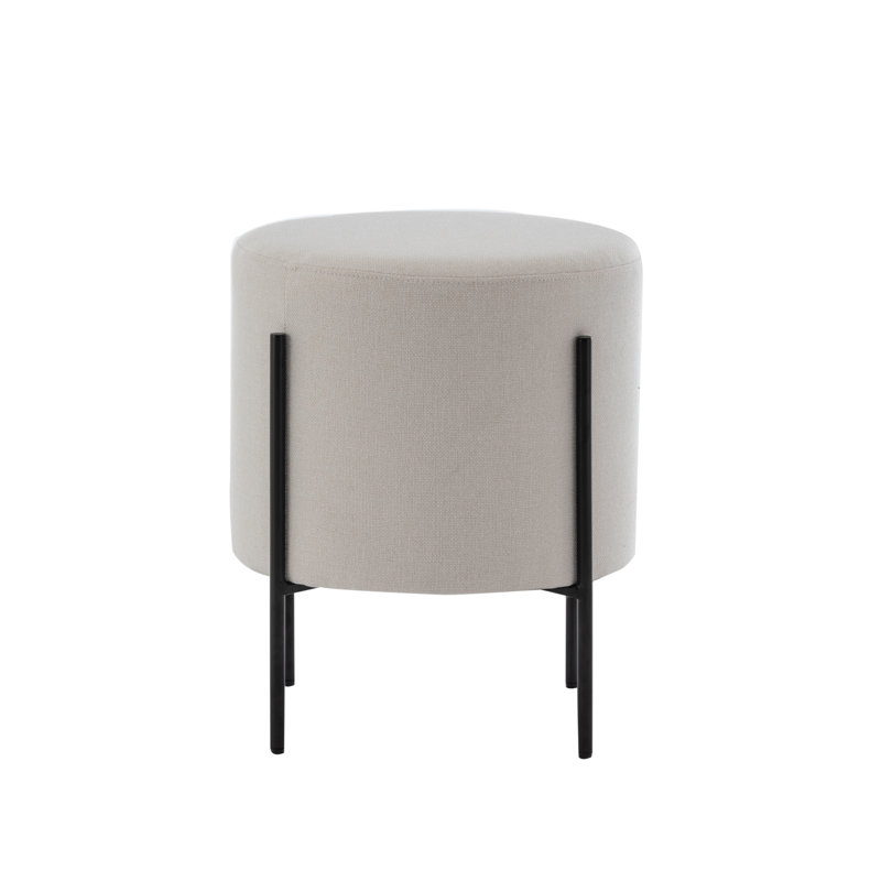 Degnan Upholstered Ottoman, White Polyester